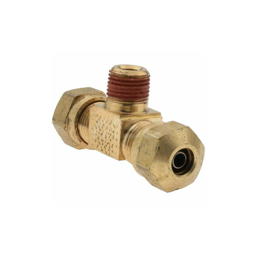 Parker Compression Tube Male Branch Tee: 1/4" Tube OD, Compression x Compression x MNPT - -10793-3