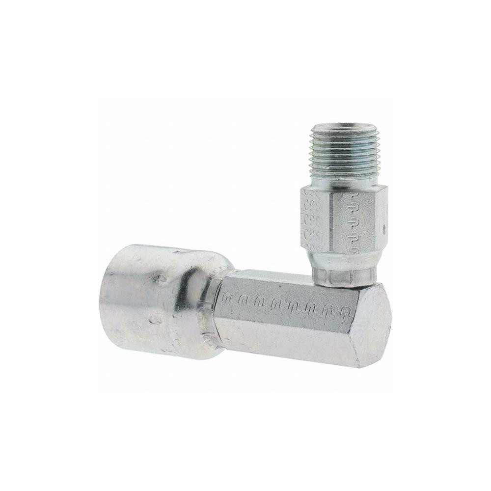 Parker Hydraulic Hose Male NPTF Pipe Swivel Elbow: 0.375" ID, 6 mm, 3/8" - KP82687