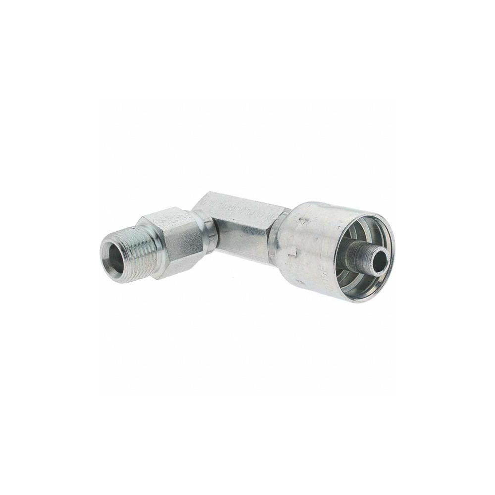Parker Hydraulic Hose Male NPTF Pipe Swivel Elbow: 0.375" ID, 6 mm, 3/8" - KP82687