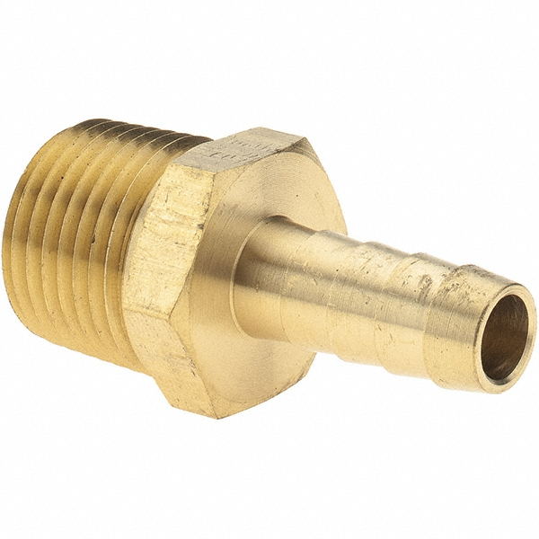 ANDERSON METALS Barbed Hose Fitting: 1/2" x 3/8" ID Hose, Male Connector - 757001-0608