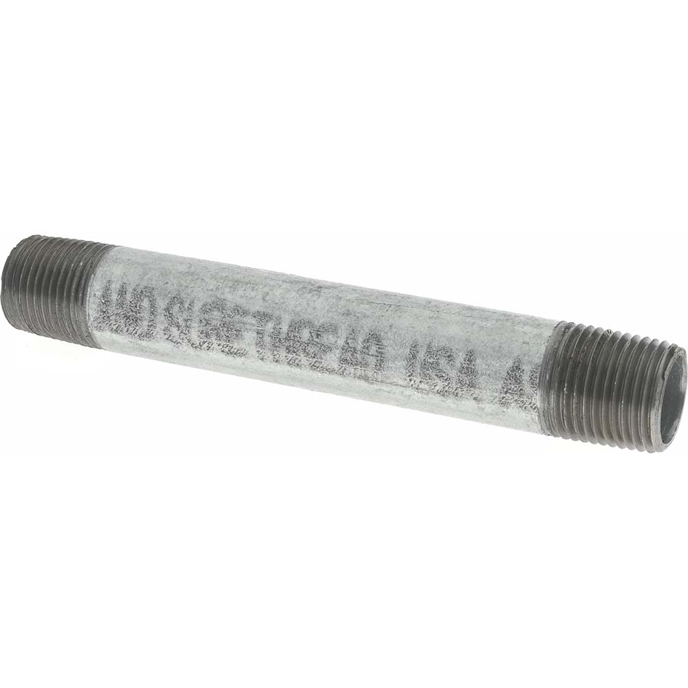 Value Collection Galvanized Pipe Nipple: 1/2", 5-1/2" Long, Schedule 40, Steel - NG04055