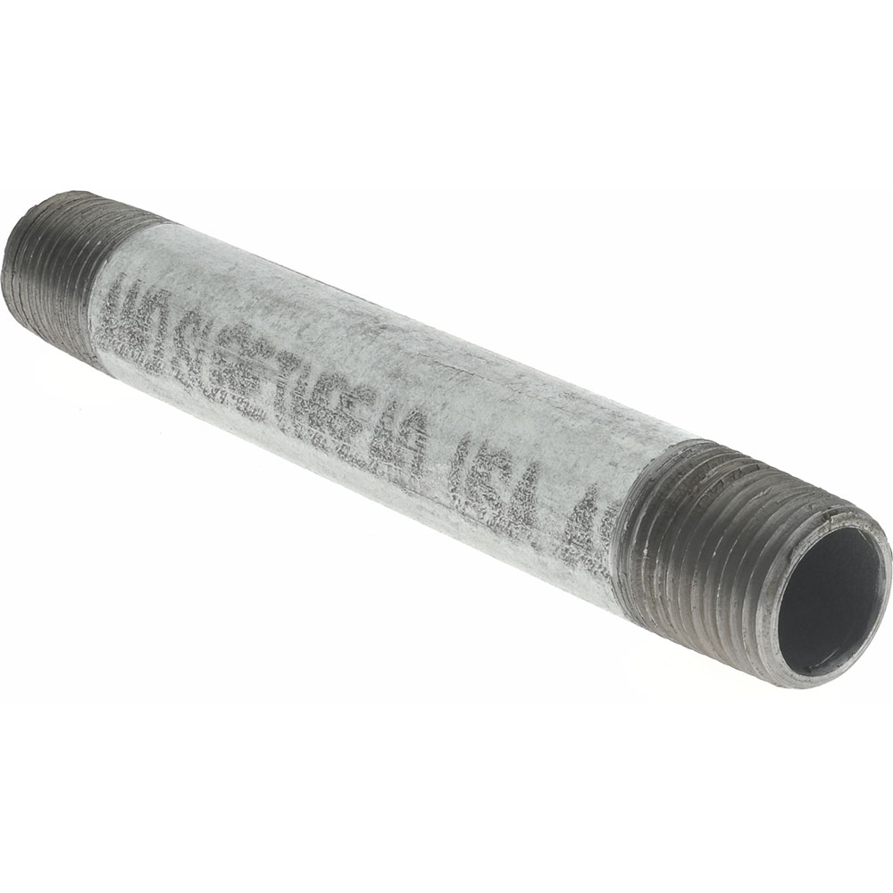 Value Collection Galvanized Pipe Nipple: 1/2", 5-1/2" Long, Schedule 40, Steel - NG04055