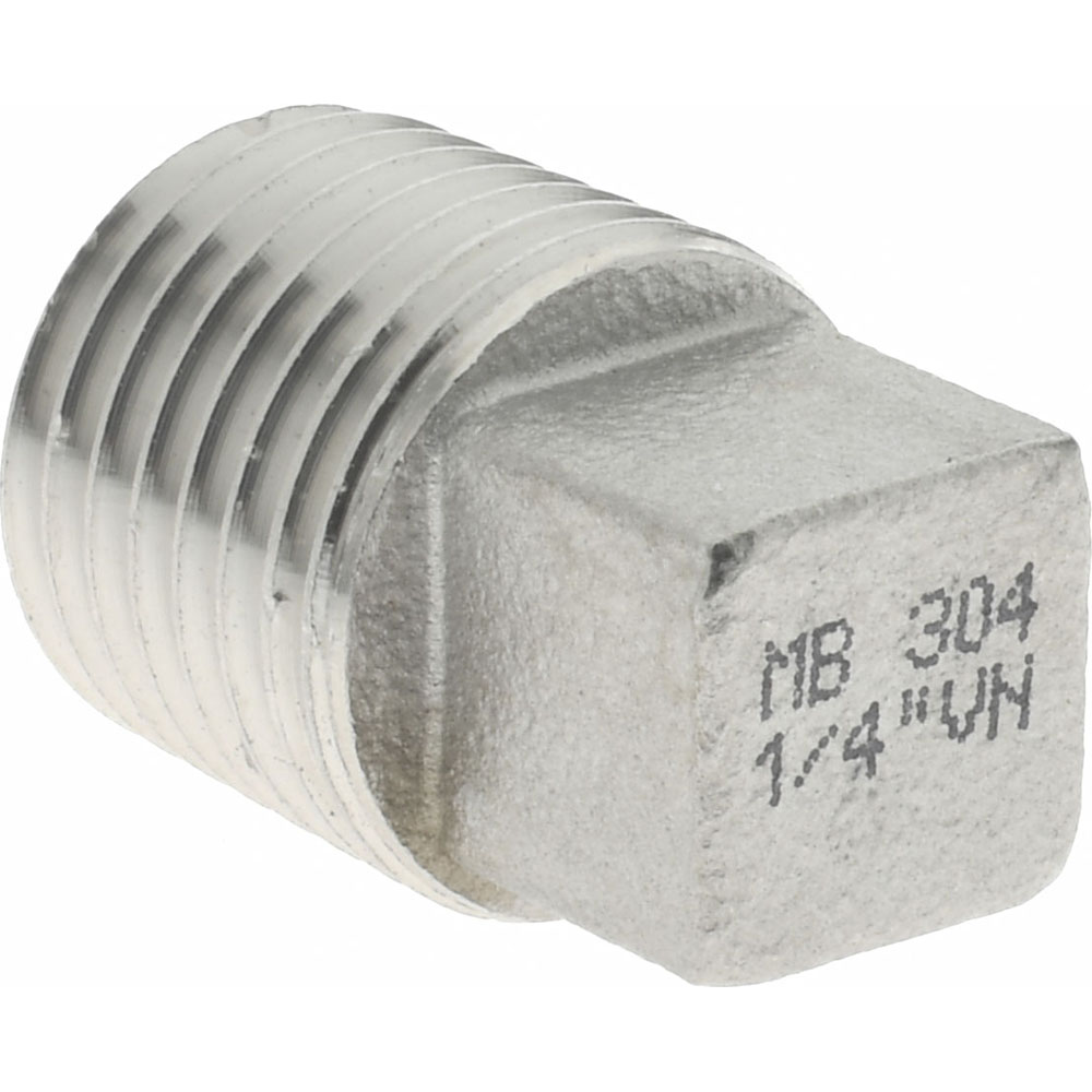 Merit Brass Pipe Square Head Plug: 1/4", 304 Stainless Steel - K417A-04