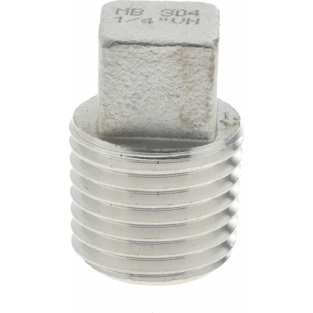 Merit Brass Pipe Square Head Plug: 1/4", 304 Stainless Steel - K417A-04