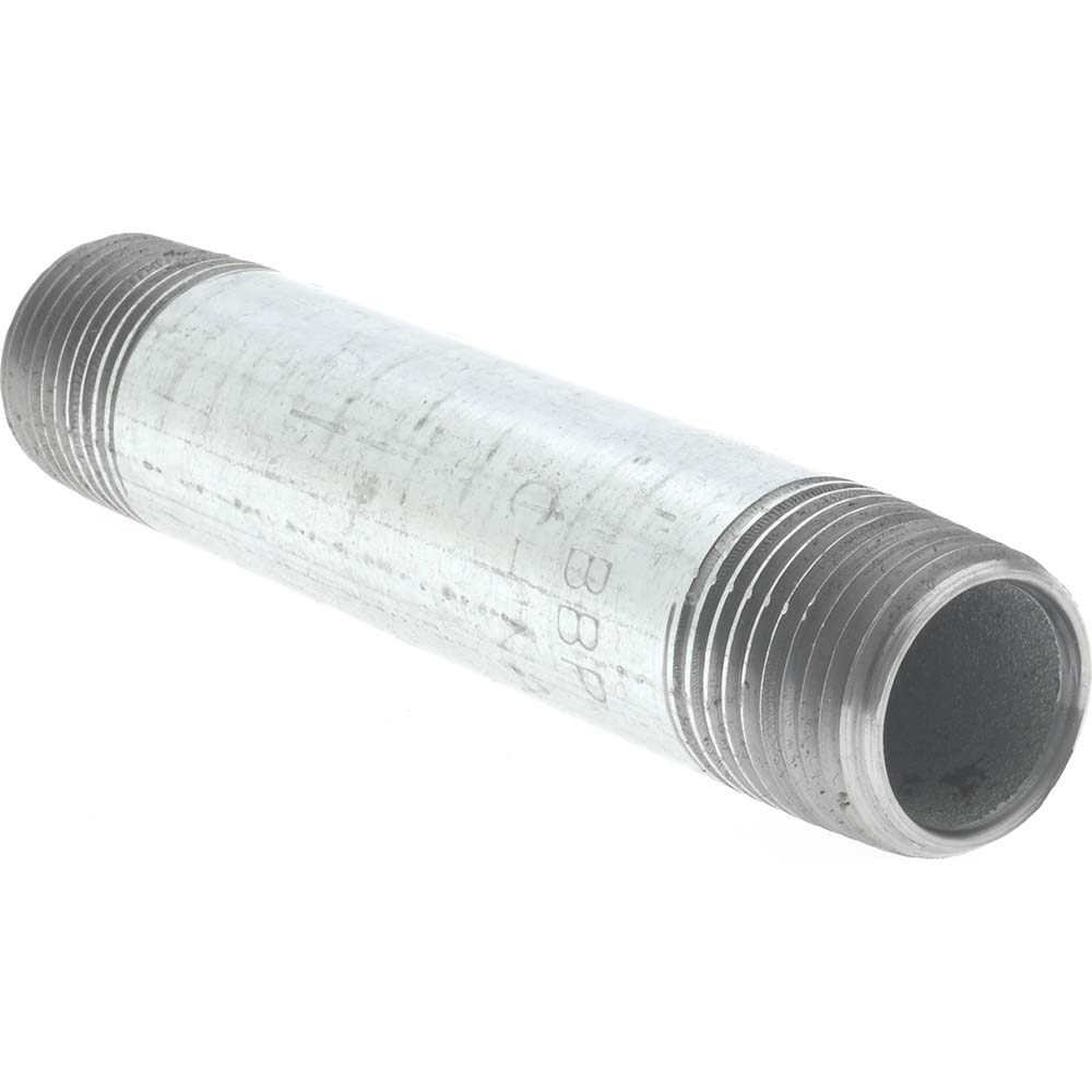 Value Collection Galvanized Pipe Nipple: 1/2", 4" Long, Schedule 40, Steel - MSCNG04040