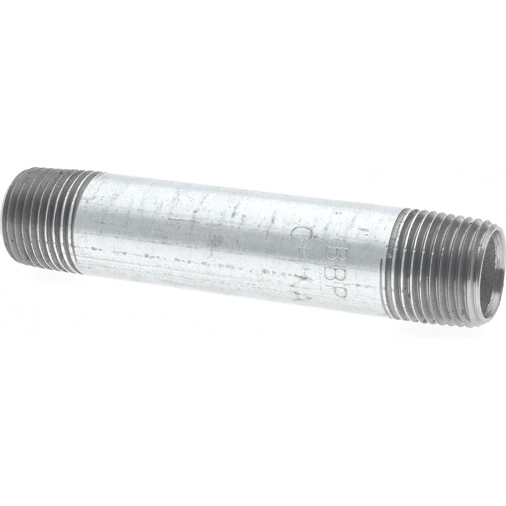 Value Collection Galvanized Pipe Nipple: 1/2", 4" Long, Schedule 40, Steel - MSCNG04040