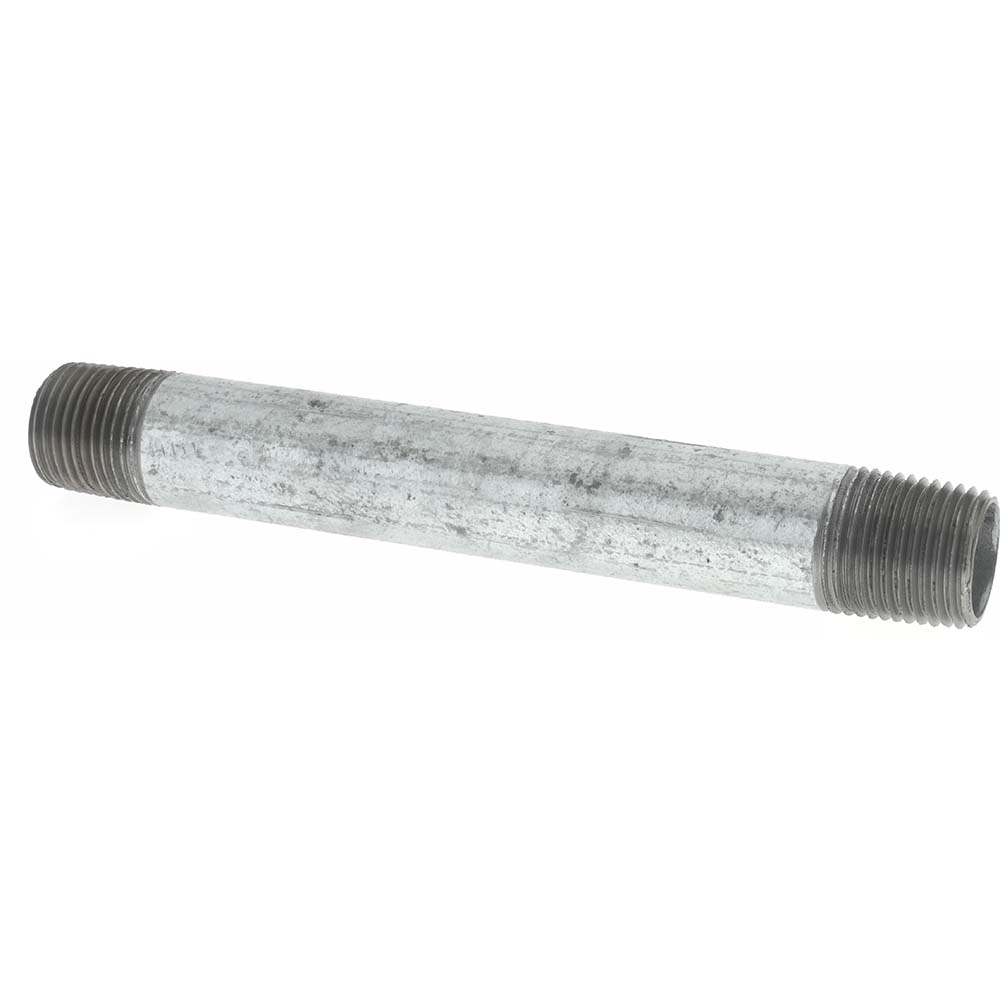 Value Collection Galvanized Pipe Nipple: 1/2", 4" Long, Schedule 40, Steel - MSCNG04040