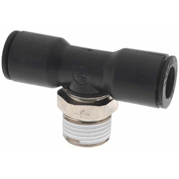 Parker Push-to-Connect Tube x MNPT Fitting: Male Branch Tee, NPT, 1/2" OD - KP23856