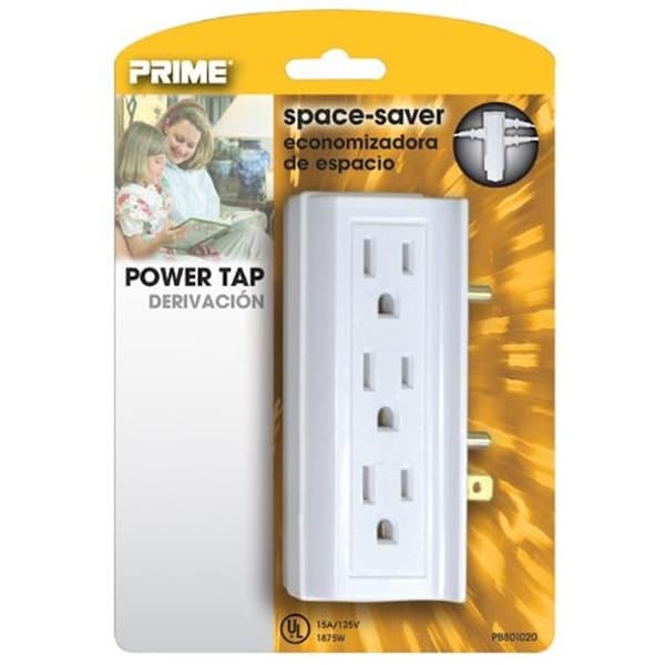 Prime Prime PB801020 6 Side Outlet White Power Tap - PB801020