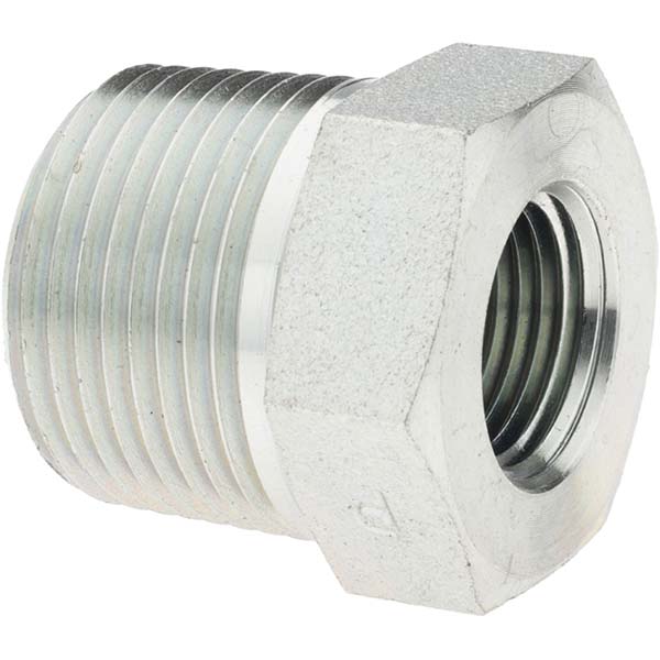 Parker Industrial Pipe Bushing: 3/8" Female Thread, 3/4" Male Thread, MNPTF x FNPTF - KP79110