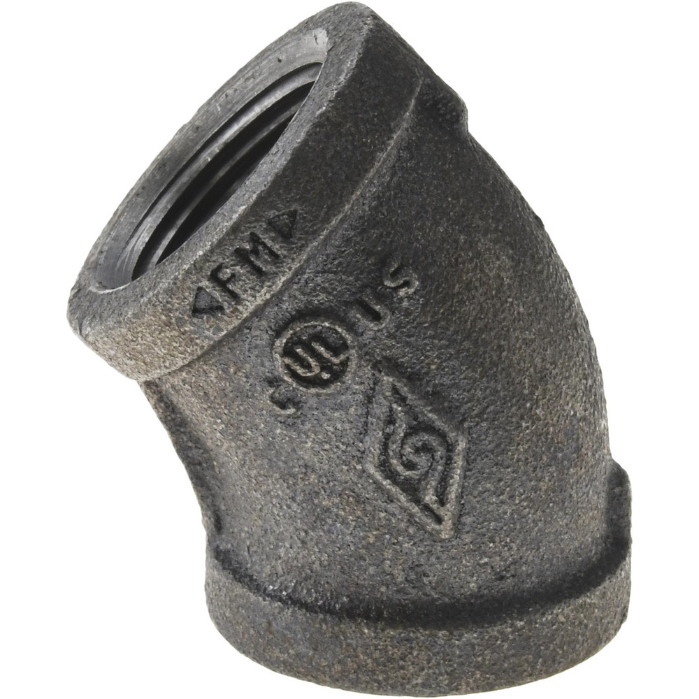 Parker Steel Flared Tube 45 Deg Elbow: 3/8" OD, 9/16-18 Thread, 37 deg Flared Angle - KP73586