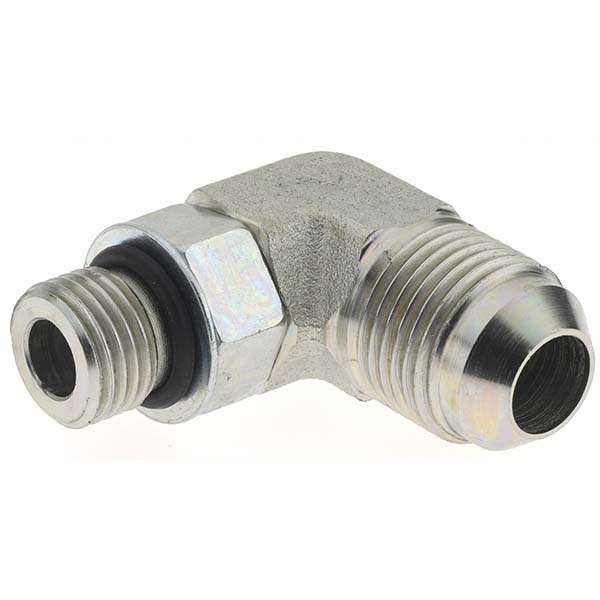 Parker Steel Flared Tube 45 Deg Elbow: 3/8" OD, 9/16-18 Thread, 37 deg Flared Angle - KP73586