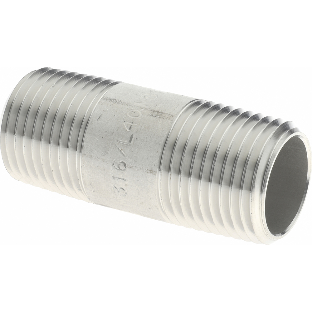 Merit Brass Stainless Steel Pipe Nipple: 1/2" Pipe, Grade 316 & 316L - 6008-500