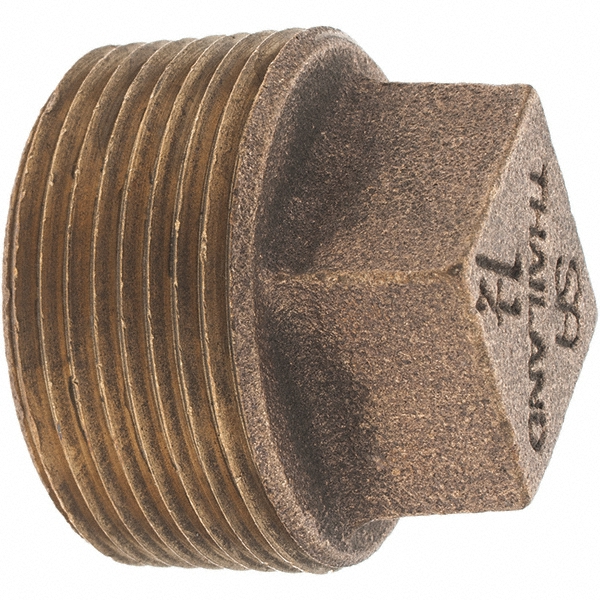 Merit Brass Brass Pipe Square Head Plug: 1-1/4" Fitting, Threaded, MNPT x FNPT, Class 125, Lead Free - XNL117-20