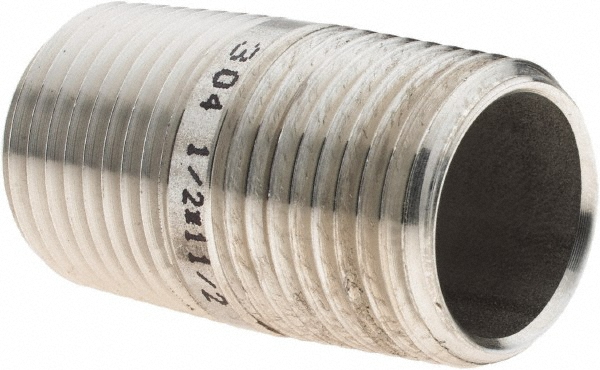 Value Collection Stainless Steel Pipe Nipple: 1/2" Pipe, Grade 304 & 304L - 4BN1/2*2