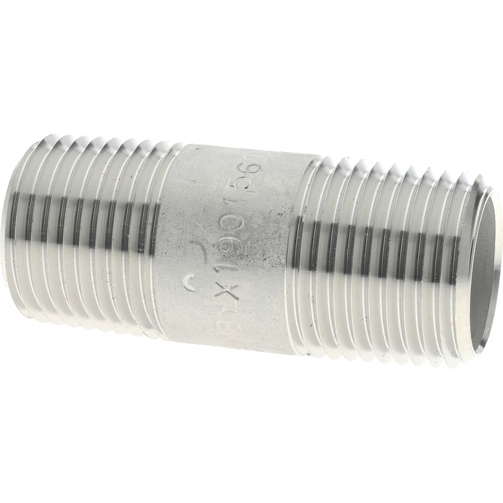 Value Collection Stainless Steel Pipe Nipple: 1/2" Pipe, Grade 304 & 304L - 4BN1/2*2