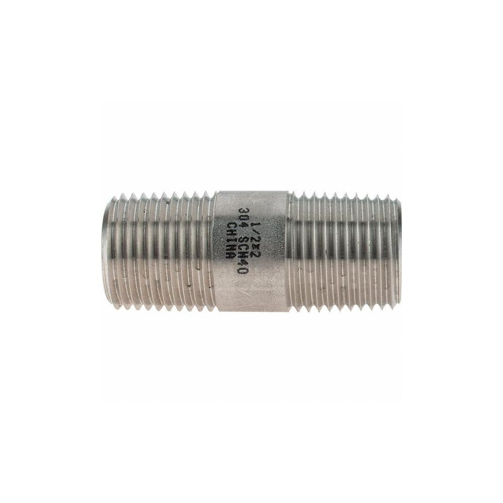 Value Collection Stainless Steel Pipe Nipple: 1/2" Pipe, Grade 304 & 304L - 4BN1/2*2