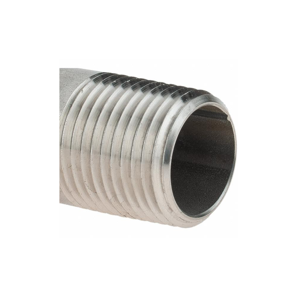 Value Collection Stainless Steel Pipe Nipple: 1/2" Pipe, Grade 304 & 304L - 4BN1/2*2
