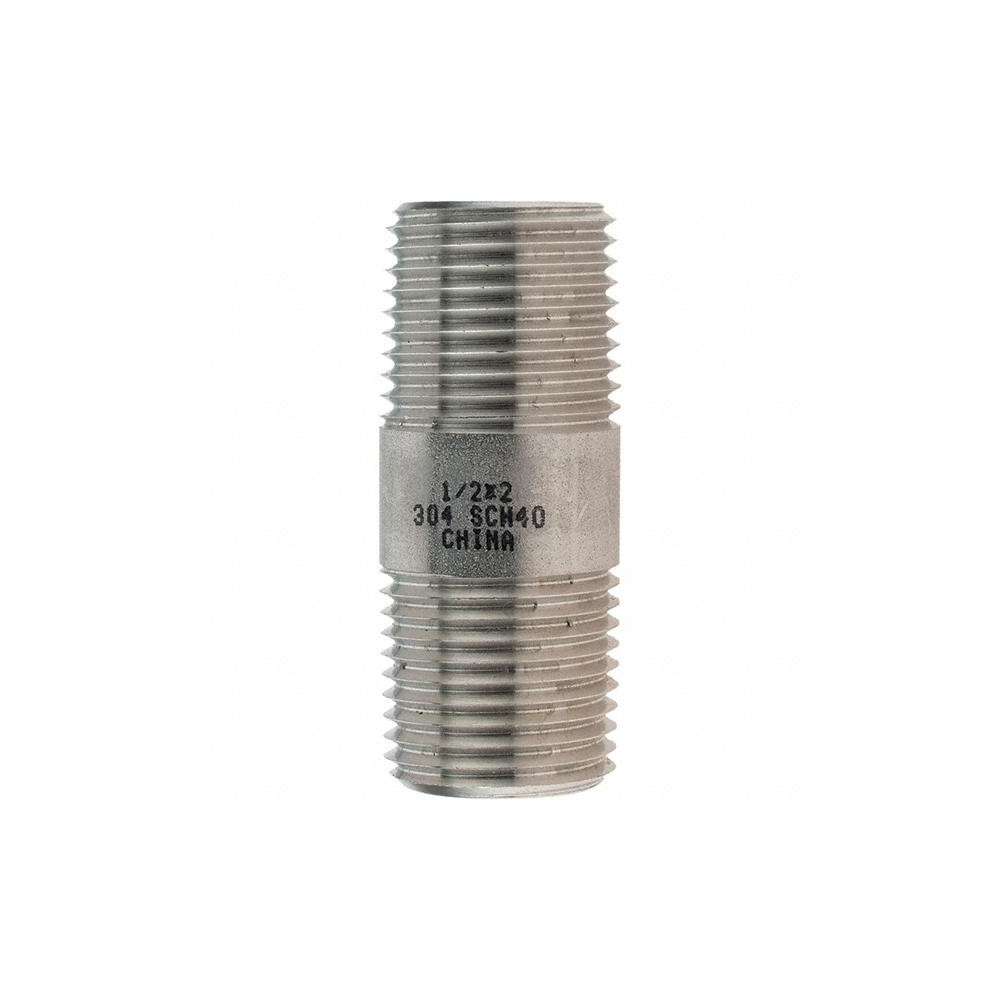 Value Collection Stainless Steel Pipe Nipple: 1/2" Pipe, Grade 304 & 304L - 4BN1/2*2
