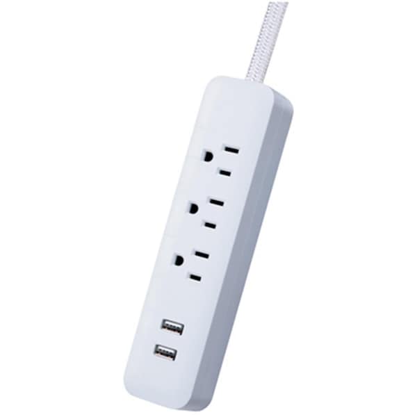 Newalthlete 6 ft. Covered Cord & Power Strip, White - NE2667977
