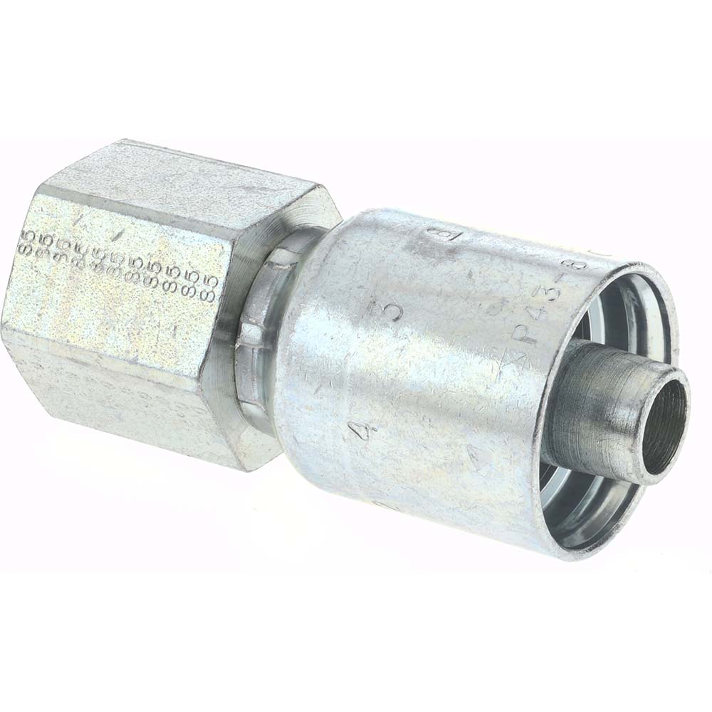 Parker Hydraulic Hose Female Rigid Fitting: 0.5" ID, 8 mm, 1/2-14 - 10243-8-8