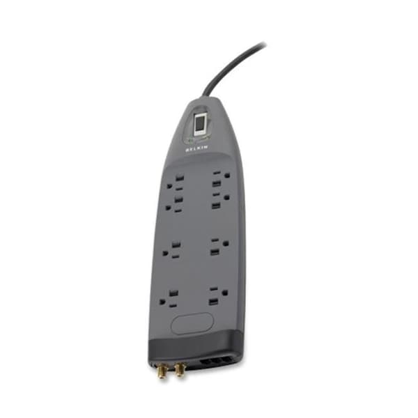 Belkin Belkin BLKBE10823006 Surge Protector Coaxial 8 Outlets 6 ft. Cord 3550 Joules Gray - BLKBE10823006