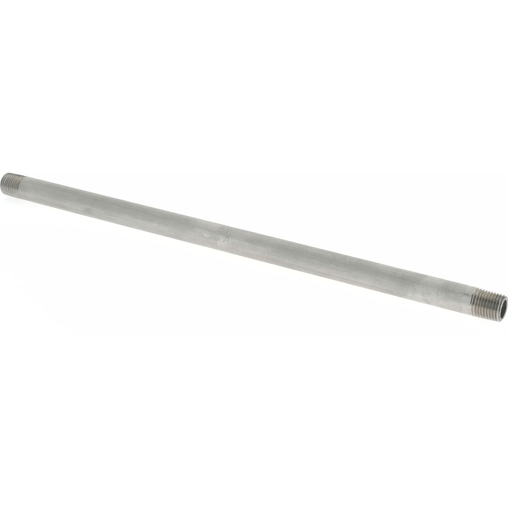Merit Brass Stainless Steel Pipe Nipple: 1/4" Pipe, Grade 304 & 304L - 4004-1200
