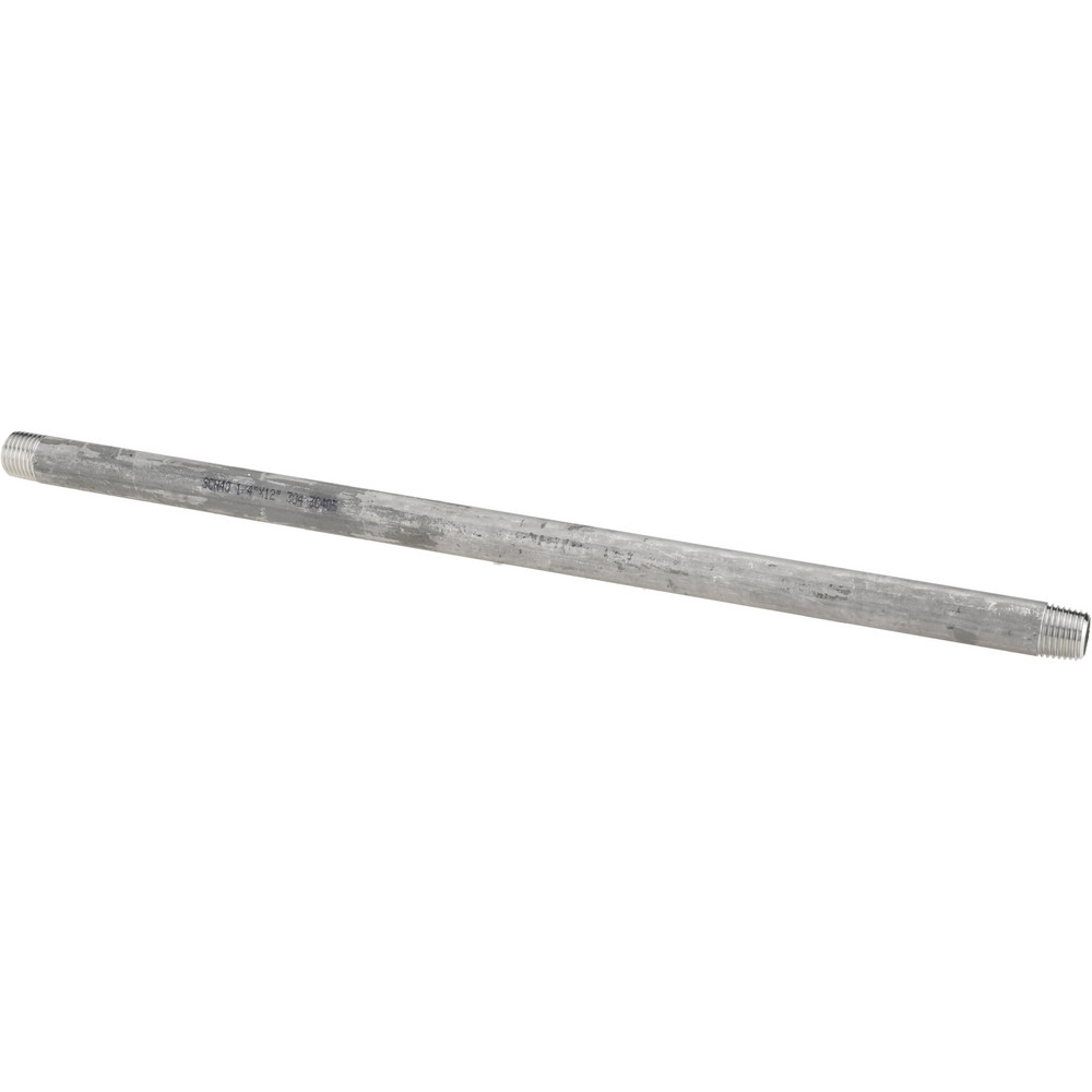 Merit Brass Stainless Steel Pipe Nipple: 1/4" Pipe, Grade 304 & 304L - 4004-1200