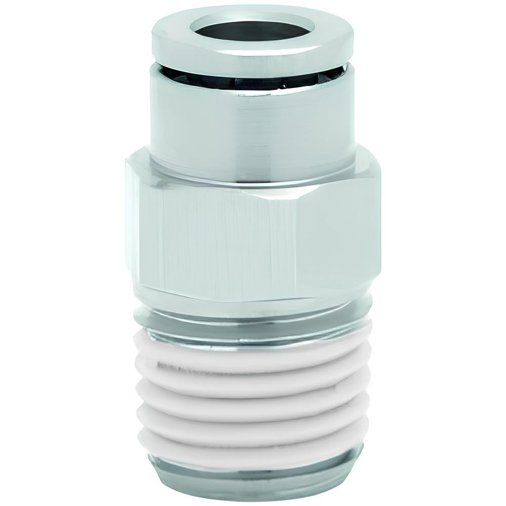 Norgren Push-to-Connect Tube x Male x Tube x Male BSPT Fitting: Straight Adapter, BSPT, 10.00 mm OD - 101251038