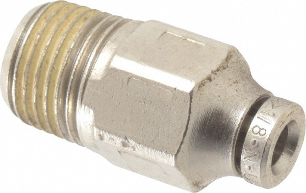 Norgren Push-to-Connect Tube x Male x Tube x Male BSPT Fitting: Straight Adapter, BSPT, 10.00 mm OD - 101251038
