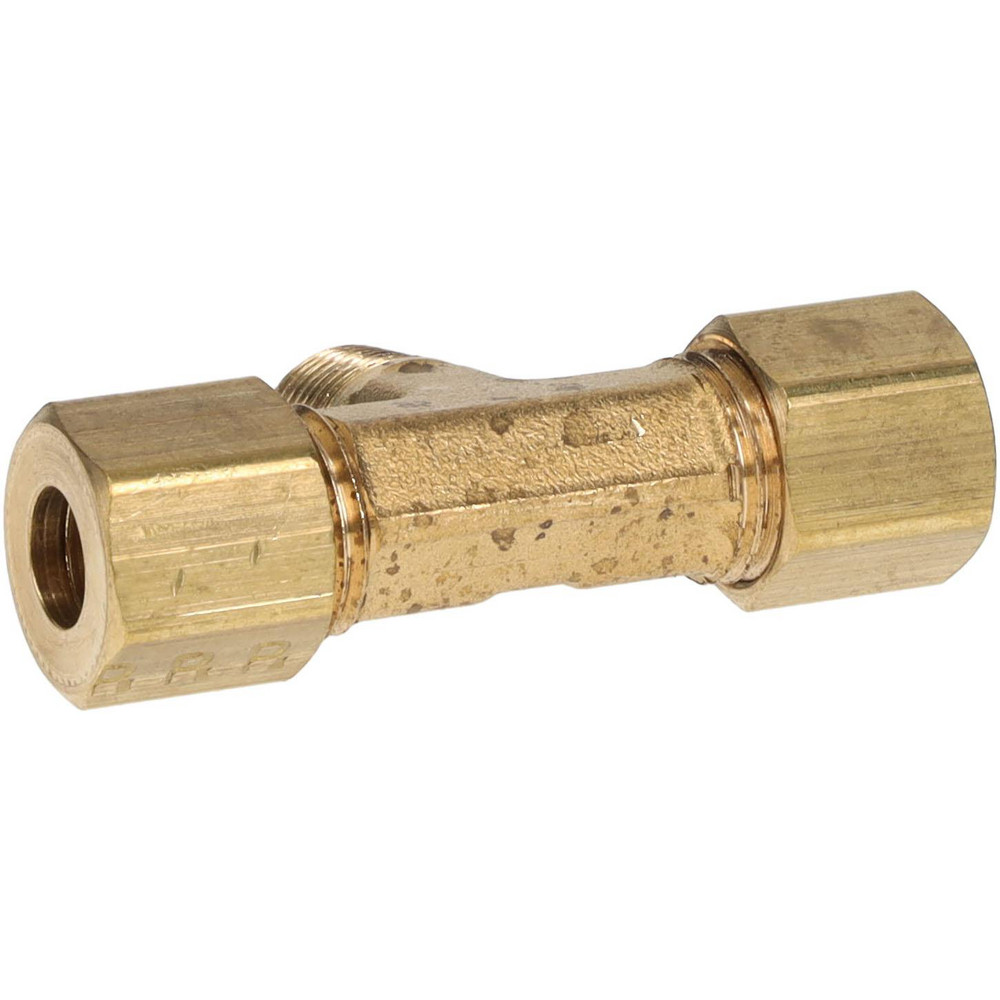 Parker Compression Tube Male Branch Tee: 1/8-27, 1/4" Tube OD, Compression x Compression x MNPT - 172C-4-2