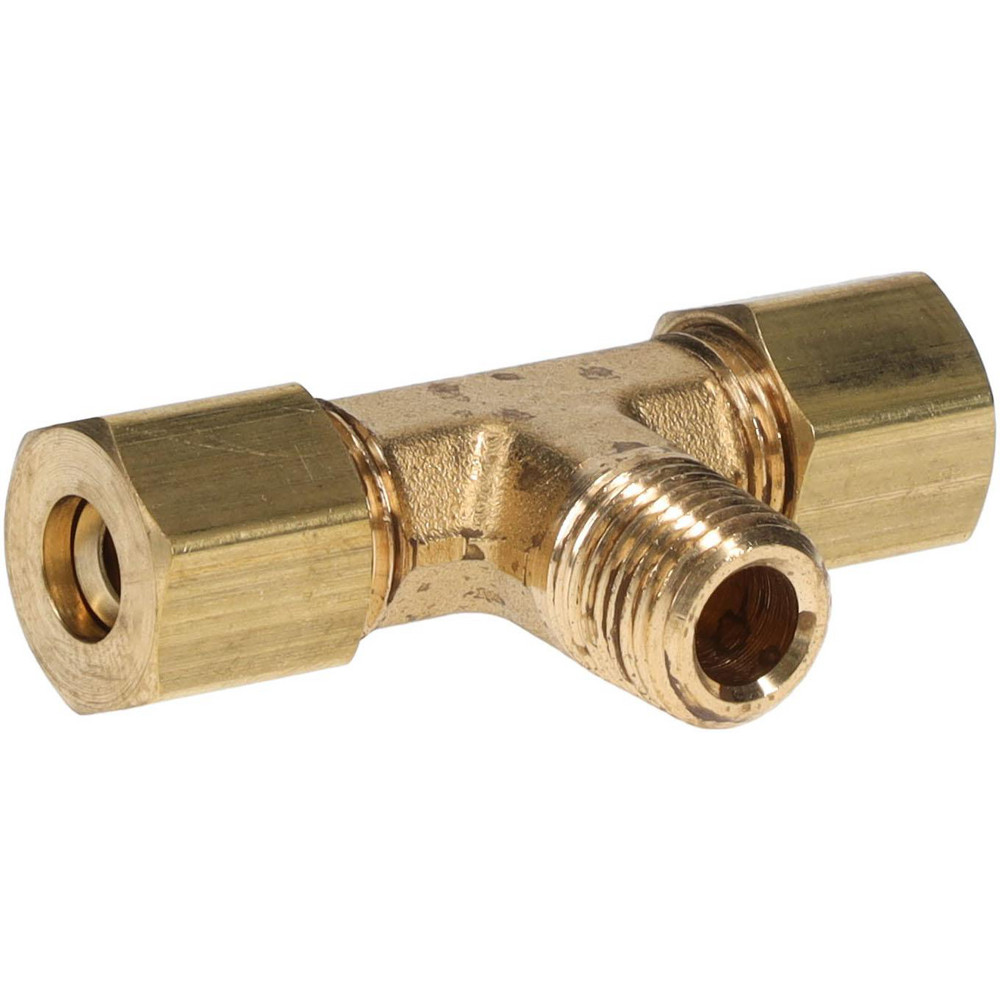 Parker Compression Tube Male Branch Tee: 1/8-27, 1/4" Tube OD, Compression x Compression x MNPT - 172C-4-2