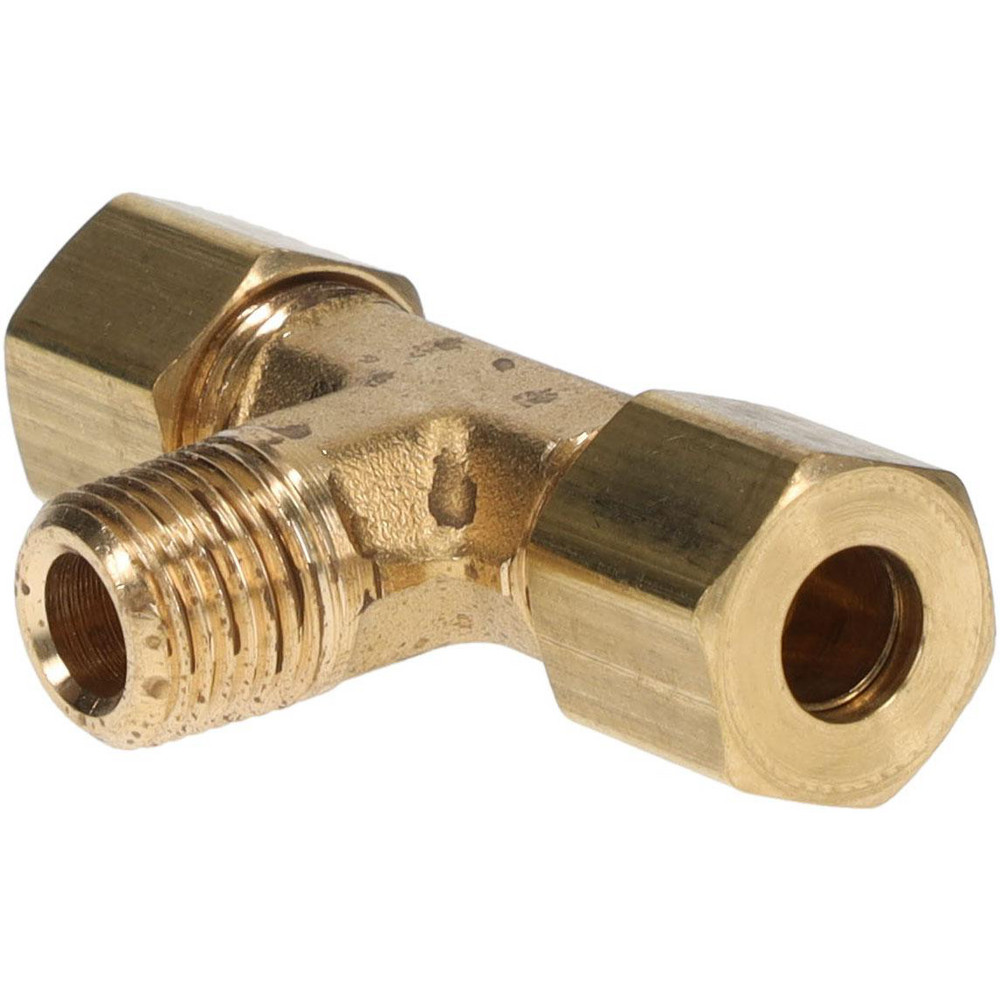 Parker Compression Tube Male Branch Tee: 1/8-27, 1/4" Tube OD, Compression x Compression x MNPT - 172C-4-2