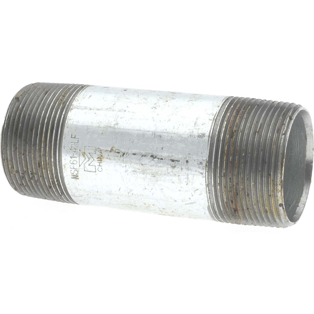 Value Collection Galvanized Pipe Nipple: 1-1/2", 4-1/2" Long, Schedule 40, Steel - NG08045