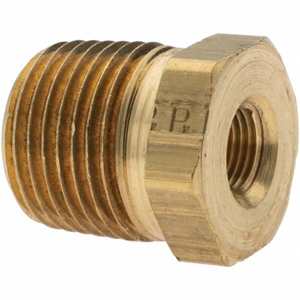 CerroBrass Industrial Pipe Bushing: 1/2" Female Thread, 1" Male Thread, MNPTF x FNPTF - 28114