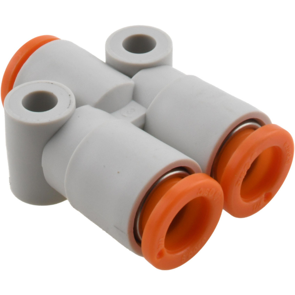 SMC PNEUMATICS Push-to-Connect Push-to-Connect Fitting: Y Connector, 1/4" OD - KQ2U07-00A