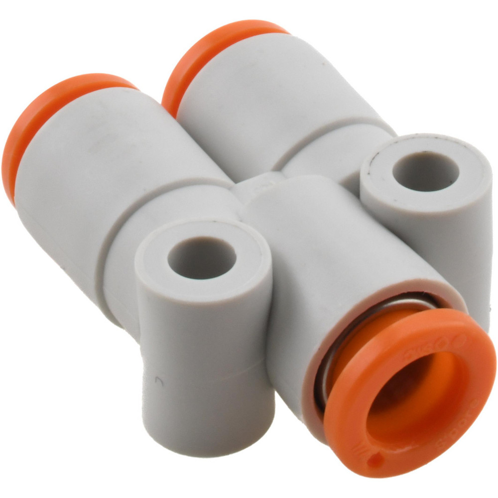 SMC PNEUMATICS Push-to-Connect Push-to-Connect Fitting: Y Connector, 1/4" OD - KQ2U07-00A