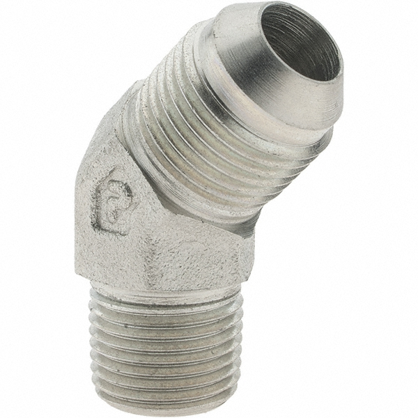 Parker Steel Flared Tube 45 Deg Male Elbow: 3/8" OD, 37 deg Flared Angle - KP17666