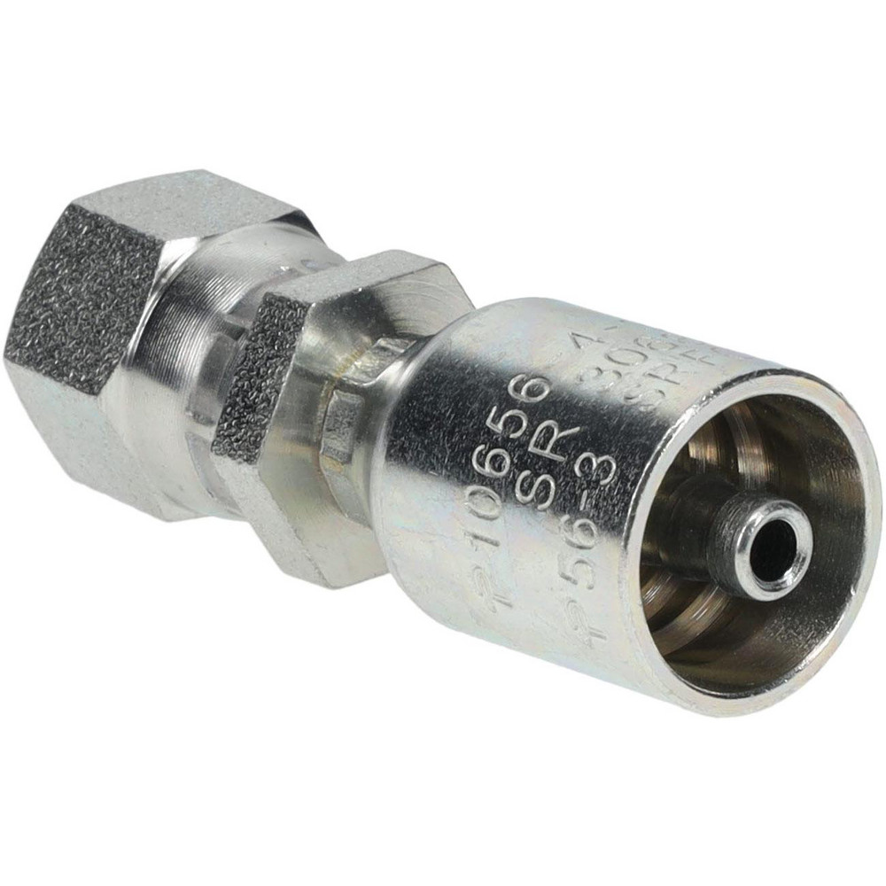 Parker Hydraulic Hose Female JIC 37 & 45 ° Dual Flare Swivel Straight Fitting: 0.1875" ID, 4 mm, 7/16-20, 6,000 psi - 10656-4-3