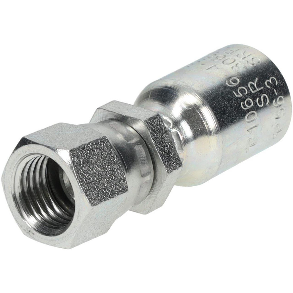 Parker Hydraulic Hose Female JIC 37 & 45 ° Dual Flare Swivel Straight Fitting: 0.1875" ID, 4 mm, 7/16-20, 6,000 psi - 10656-4-3