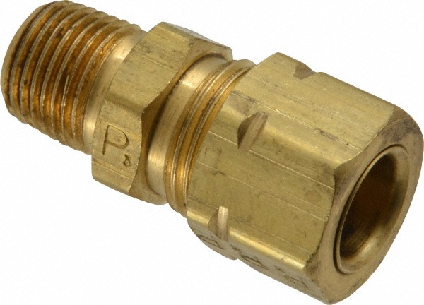 Parker Compression Tube Male Connector: 1/8-27, 5/16" Tube OD, Compression x MNPTF - 68CA-5-2