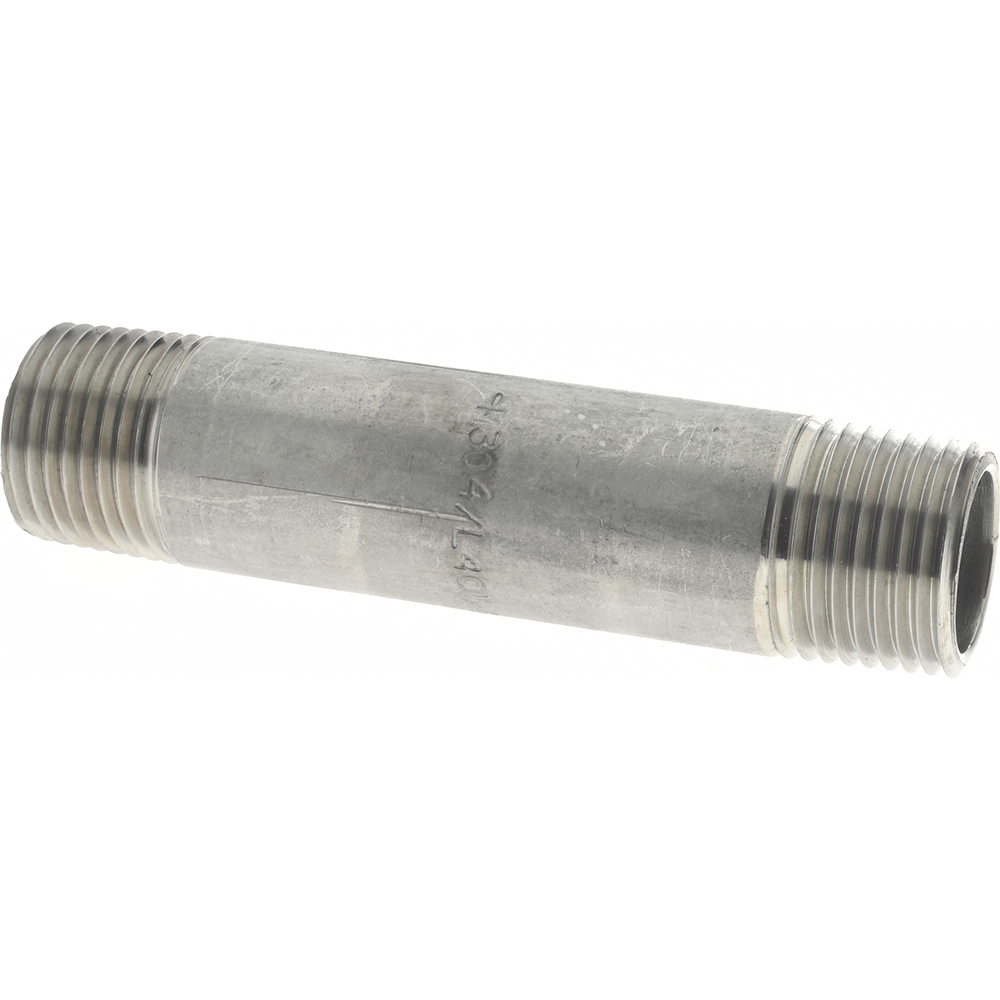 Value Collection Stainless Steel Pipe Nipple: 1/2" Pipe, Grade 304 & 304L - 4BN1/2*31/2