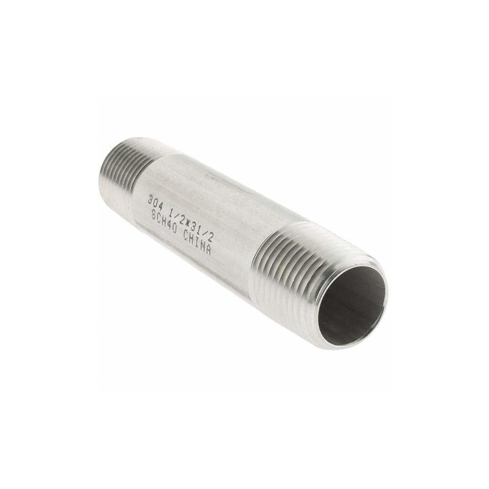Value Collection Stainless Steel Pipe Nipple: 1/2" Pipe, Grade 304 & 304L - 4BN1/2*31/2