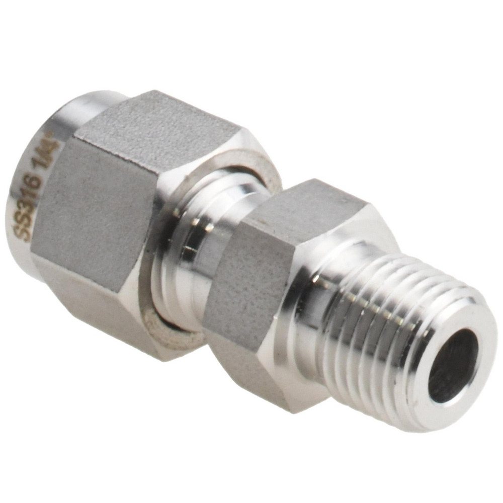 Ham-Let Compression Tube Connector: 1/4" Tube OD, Compression x MNPT - 3001995