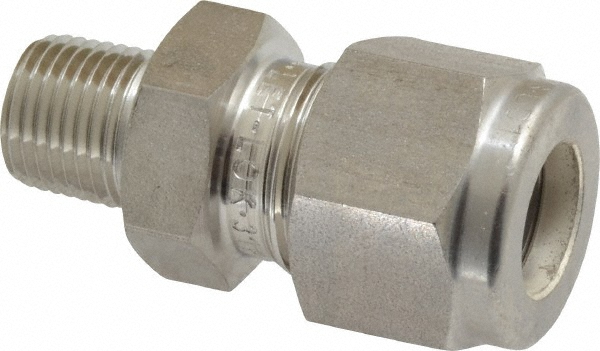 Ham-Let Compression Tube Connector: 1/4" Tube OD, Compression x MNPT - 3001995