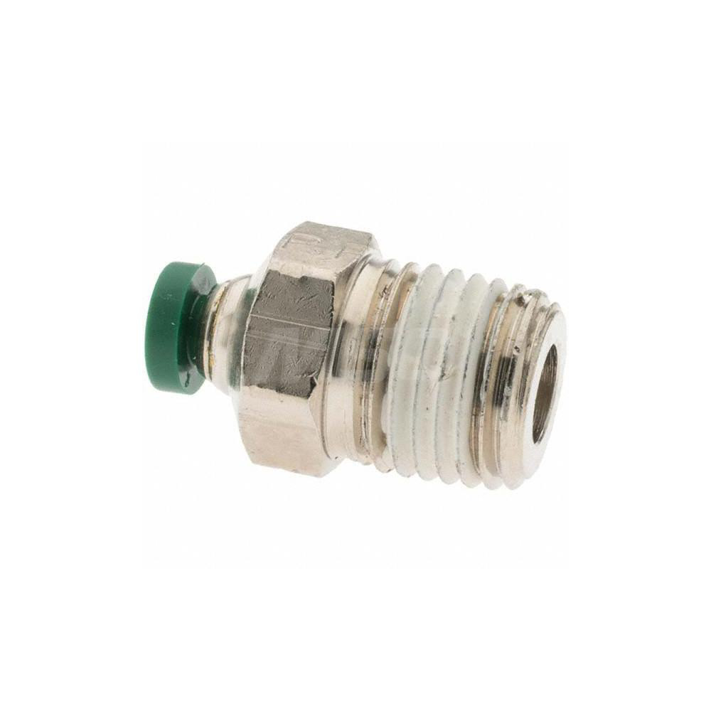 Parker Push-to-Connect Tube x MNPT x Tube x Male Fitting: Connector, NPTF, 1/8" OD - 12506