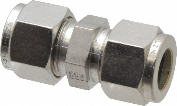 Brennan Compression Tube Union: 1/2" Tube OD, Compression x Compression - KP4267
