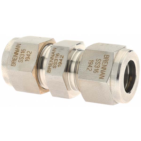 Brennan Compression Tube Union: 1/2" Tube OD, Compression x Compression - KP4267