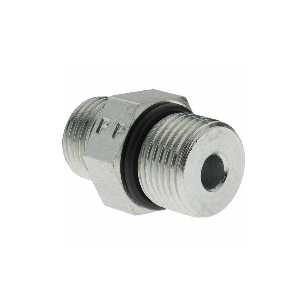 Parker Compression Tube Straight Thread Connector: 11/16-16, 3/8" Tube OD, ORFS x SAE-ORB - KP80064
