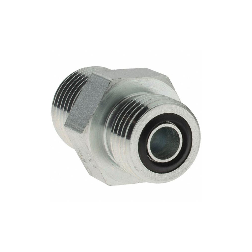 Parker Compression Tube Straight Thread Connector: 11/16-16, 3/8" Tube OD, ORFS x SAE-ORB - KP80064